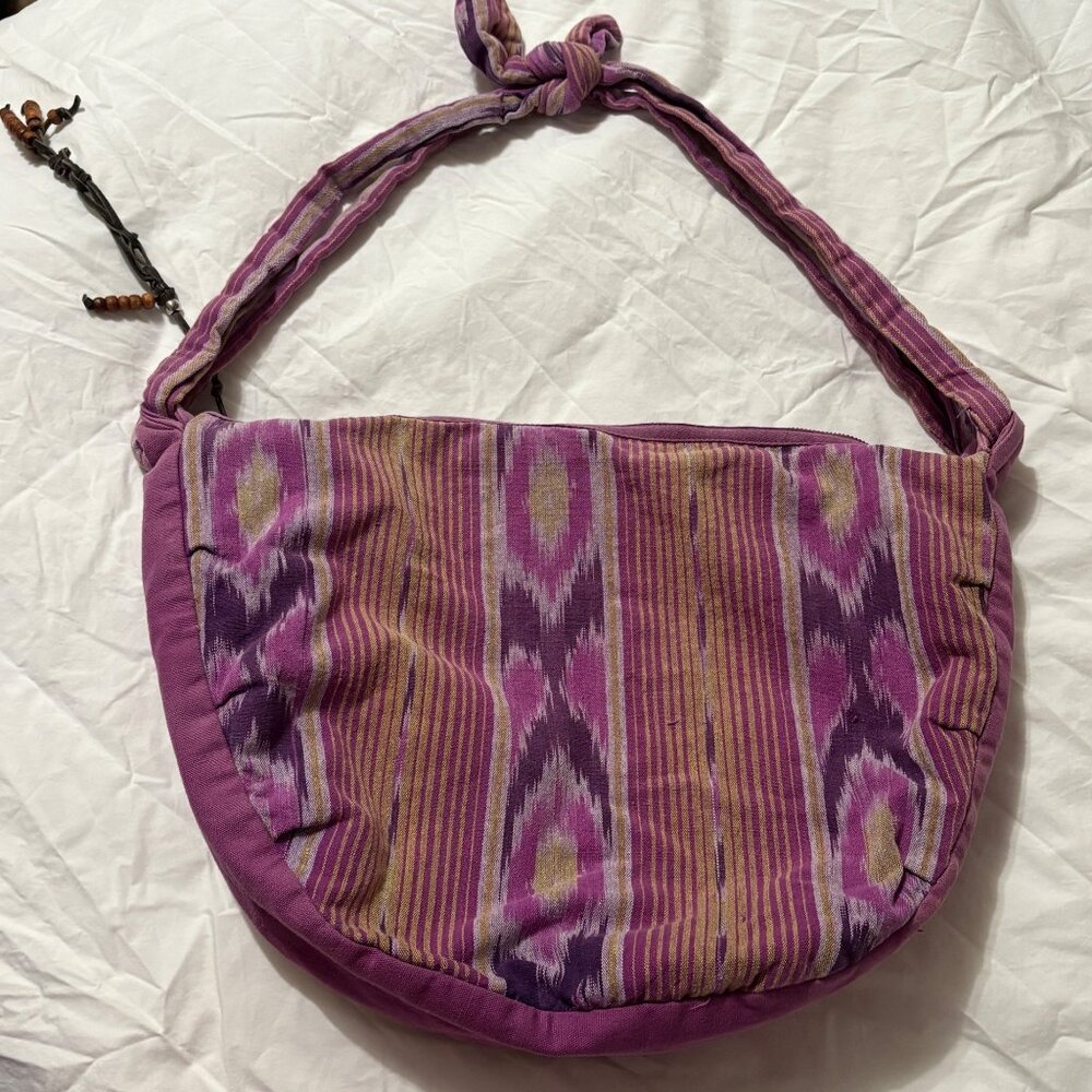American Eagle Outfitters VTG 2011 Boho Oversized Crescent Ikat Fabric Hobo Bag - Picture 4 of 16